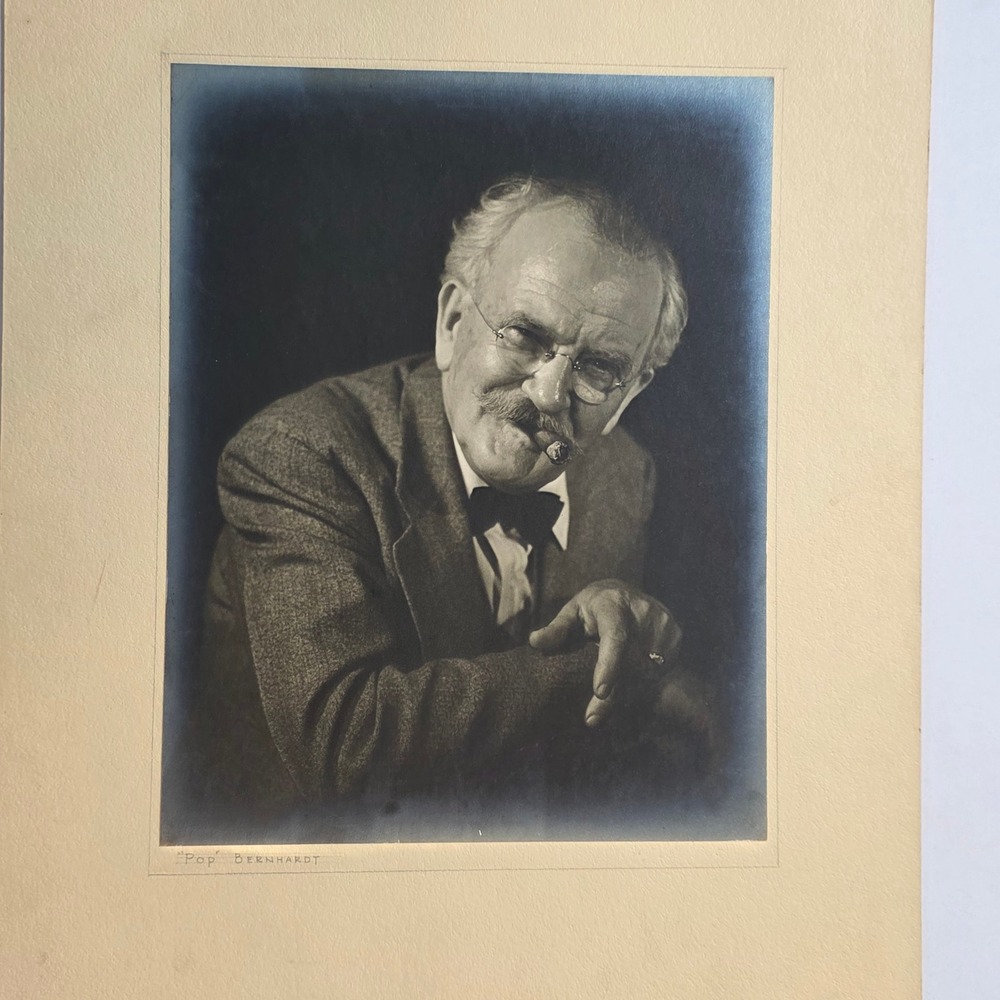 Vtg 1942 A L Wells Silver Gelatin Photo Pop Bernhardt Man Cigar SC Award 13x9